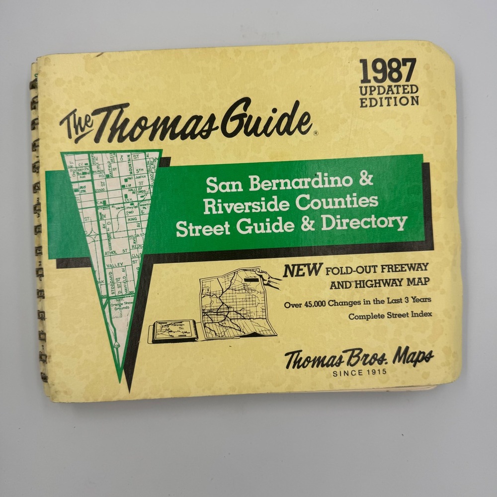 Thomas Guide Street Guide & Directory 1987 San Bernardino Riverside Fold Out